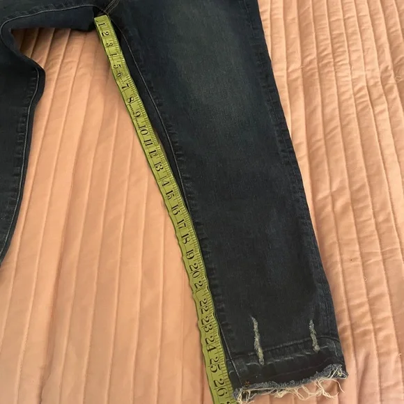 LOFT button fly high waist slim pockets skinny crop frayed cuff jeans EUC 8 - Picture 13 of 14